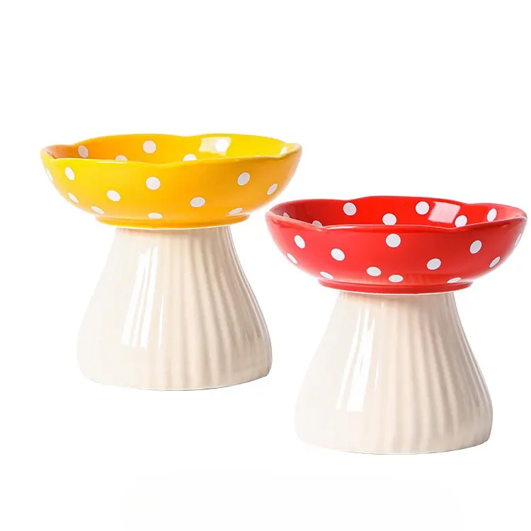Cartoon High Foot Ceramic Eleved ανυψωμένη γάτα ψηλά κύπελλα τροφοδοσίας