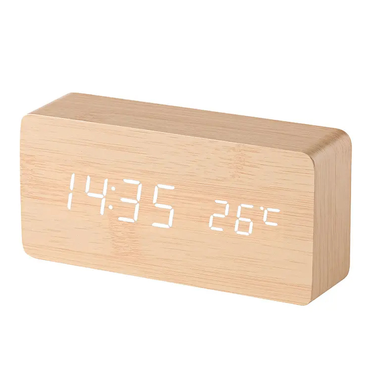 Χαμηλή τιμή εμφάνιση USB Wood LED Ψηφιακό ρολόι τραπεζιού