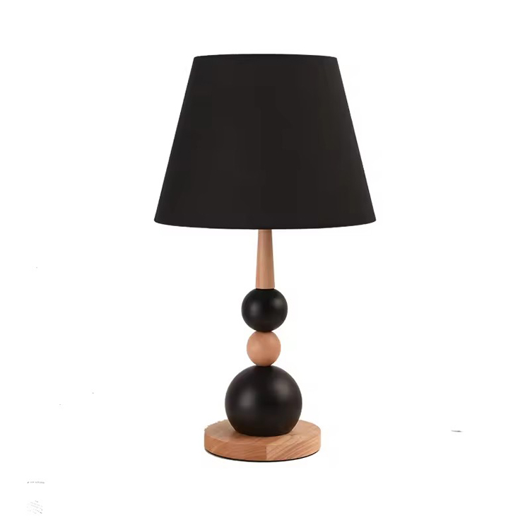 Επιτραπέζιο φωτιστικό κομοδίνου Simply Black Ball Retro Wood Minimal