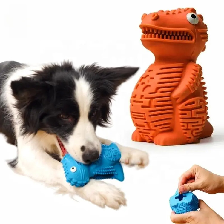 Σκληρή φήμη μασάει ανθεκτικό καουτσούκ Dinosaur Puzzle Dog παιχνίδι